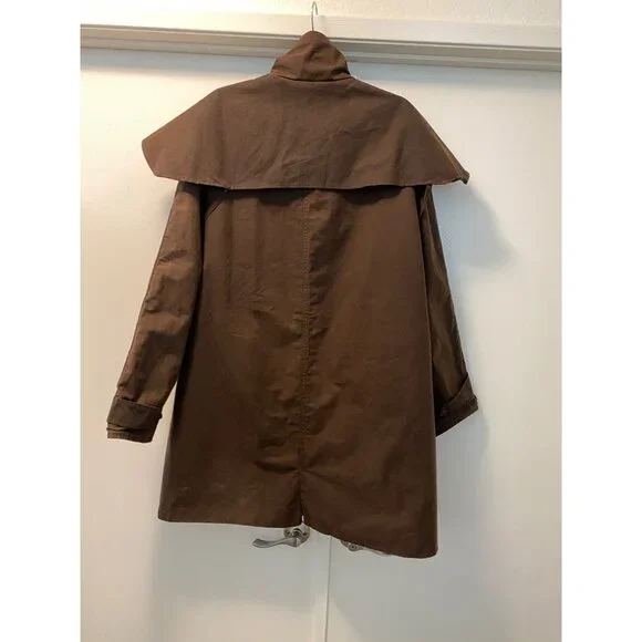 VTG Driza-Bone Riding Coat & Hood Brown Oil Skin Unisex Australia XL - Picture 7 of 16